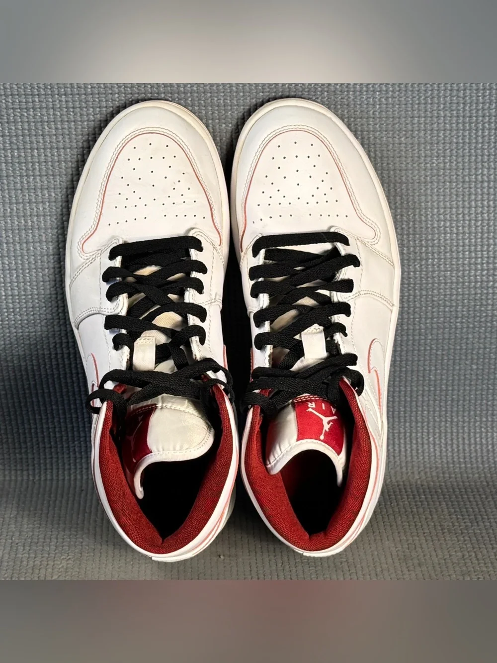 Nike Air Jordan 1 Retro Mid White Gym Red Black‎ Sneakers 554724-103 Men Size 10